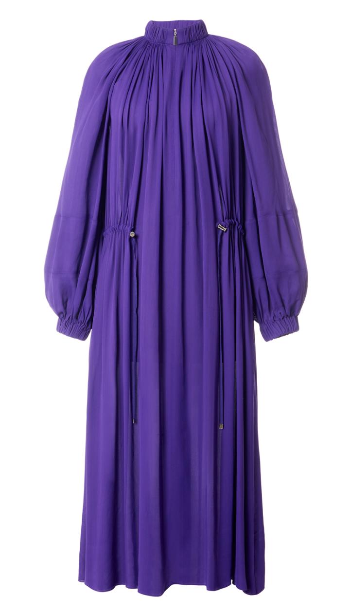 Viscose Georgette Midi Drawstring Dress
