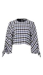 Fairfax Gingham Tie Sleeve Cropped Top