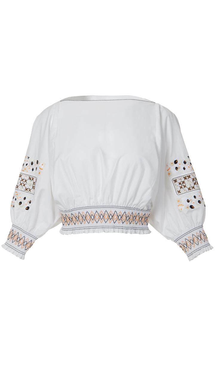 Cora Embroidery Cropped Top