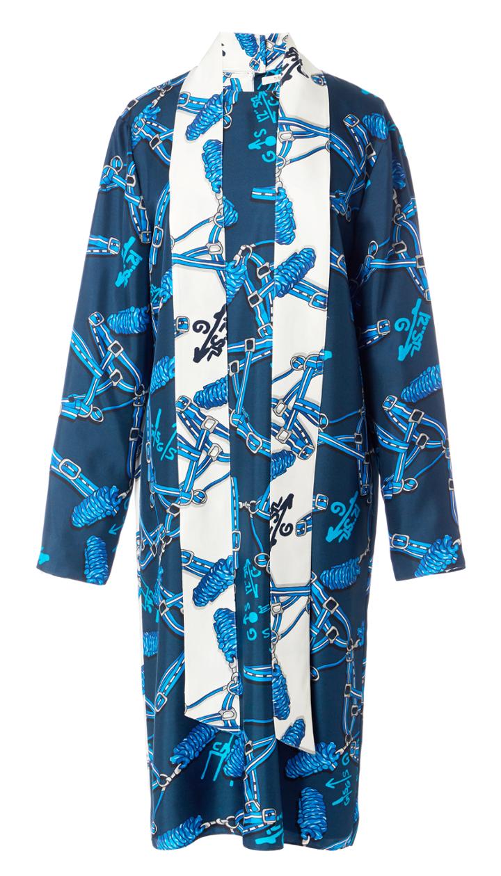 Renzo Scarf Print Tess Dress With Tie