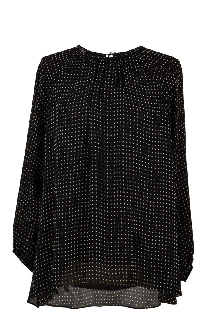 Estrella Printed Silk Trapeze Blouse