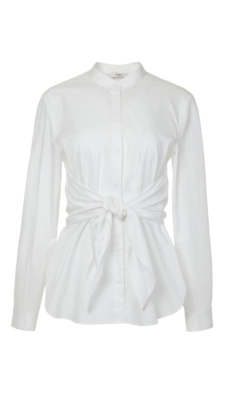 Satin Poplin Tie Front Shirt