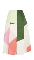 Pieza Print On Silk Linen Paneled Skirt