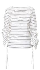 Striped Shirting Sculpted Boatneck Top