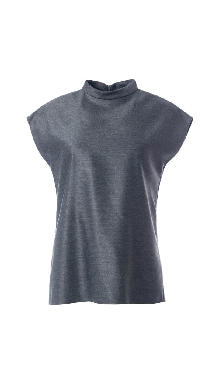 Viscose Drape Mock Neck Sleeveless Top