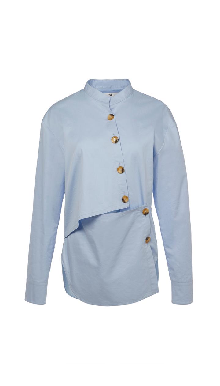 Satin Poplin Asymmetrical Layered Shirt