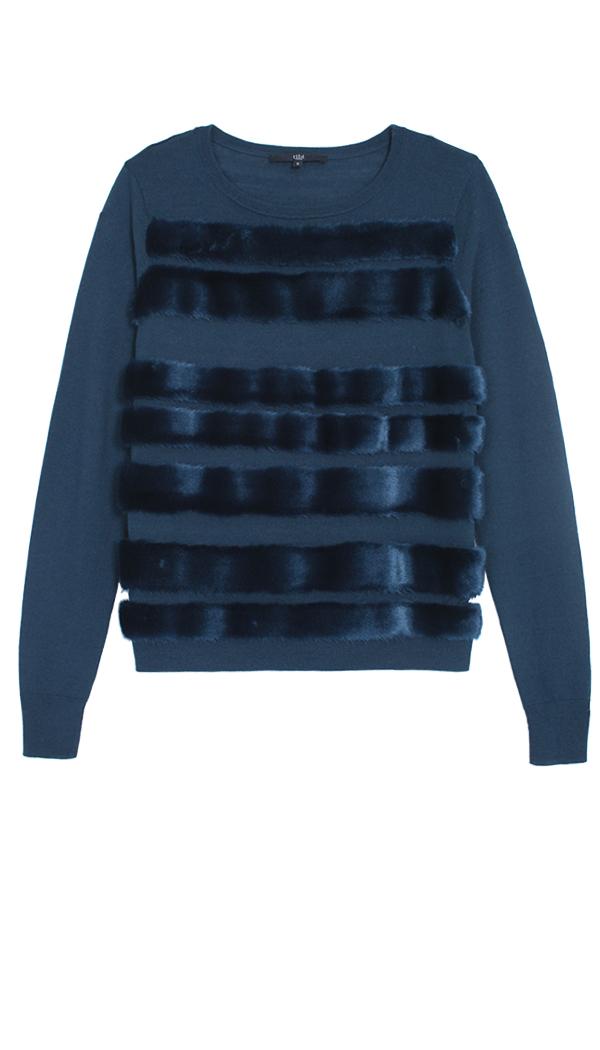 Faux Fur Stripe Pullover
