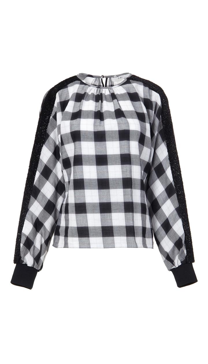 Plaid Top With Lurex Detail
