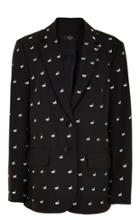 Embroidered Tropical Wool Boyfriend Blazer