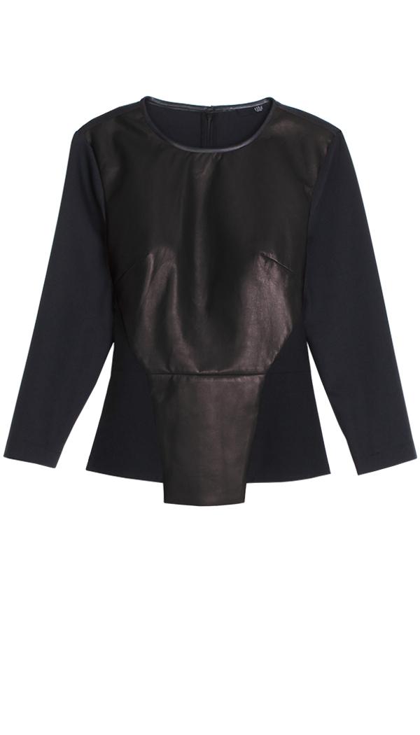 Leather Patchwork Top