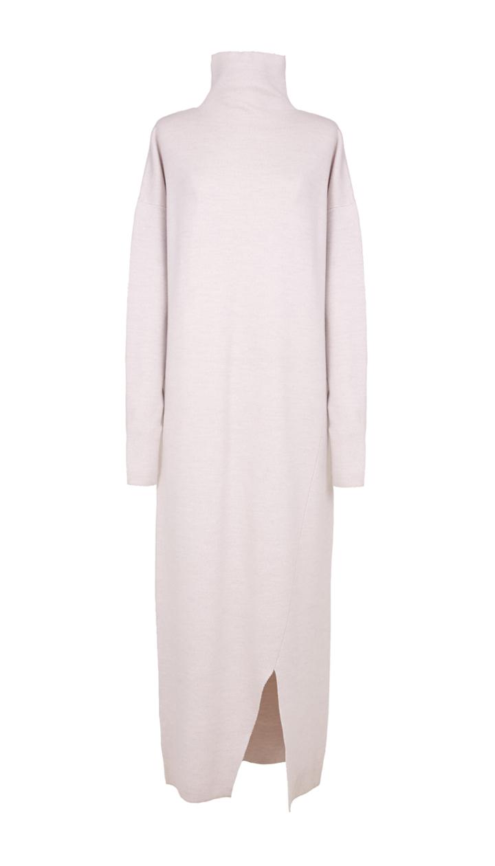 Rib Knit Turtleneck Long Dress