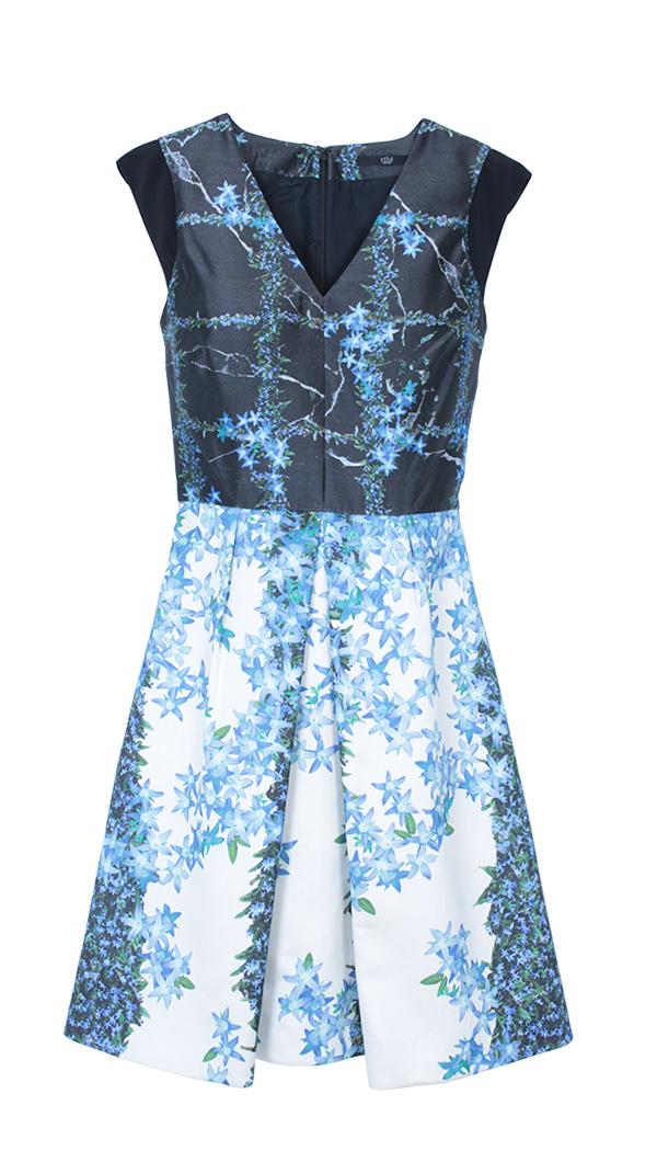 Windowpane Floral Dress