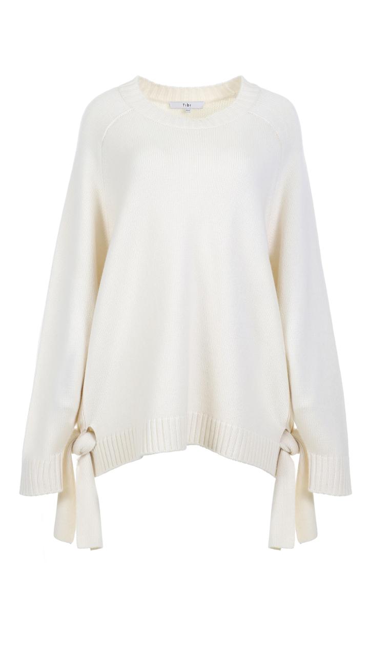 Cashmere Crewneck Tie Detail Sweater