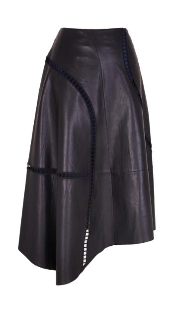 Eska Cut Out Leather Seamed Drape Skirt