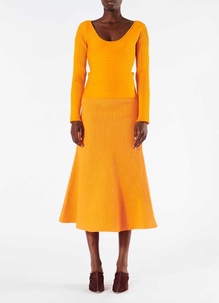 Tech Poly Ribbed Decollete Wrap Sweater