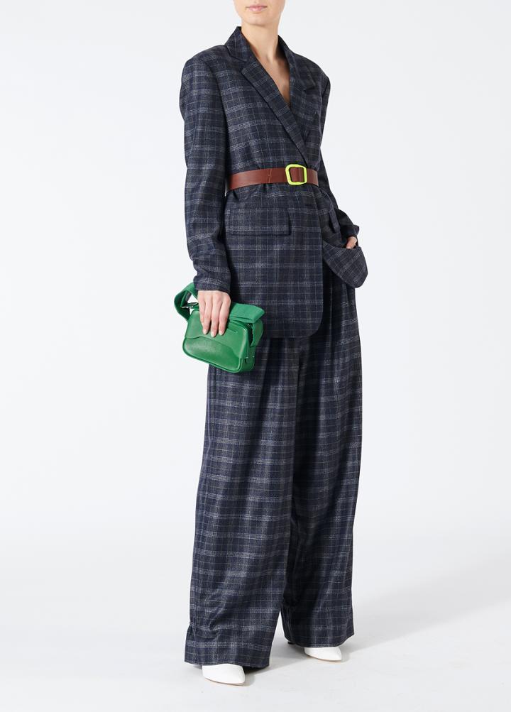 Ghery Plaid Oversized Asymmetrical Blazer