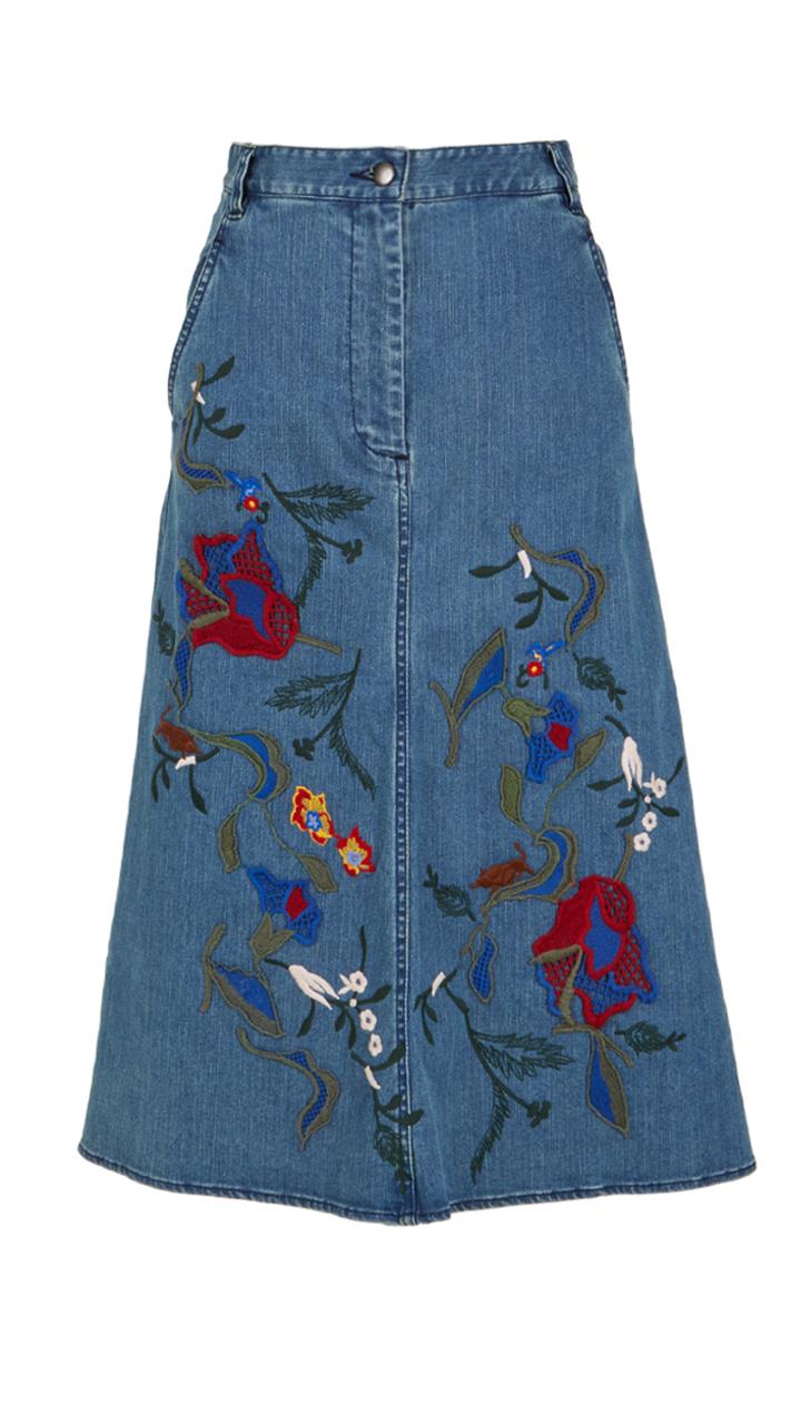 Marisol Embroidered Denim Skirt
