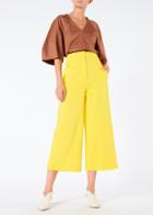 Garment Dyed Twill Cropped Wide Leg Jean