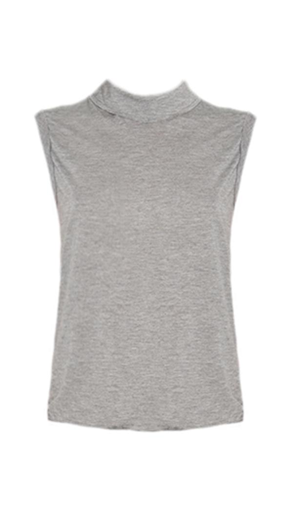 Gauzy Mock Neck Sleeveless Top