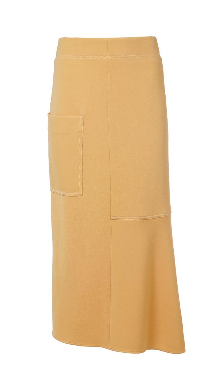 Viscose Crepe Knit Asymmetrical Draped Skirt