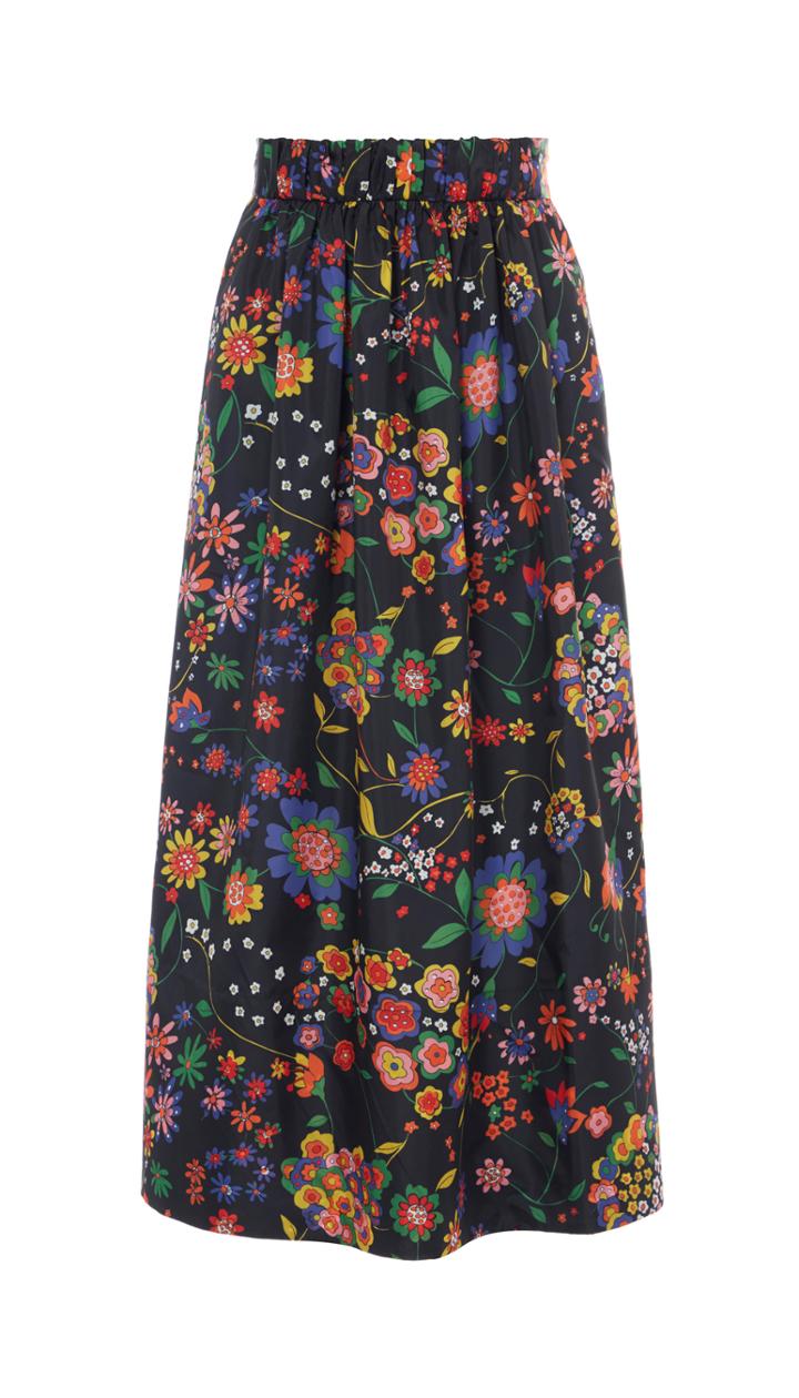 Tech Floral Smocked Waistband Skirt