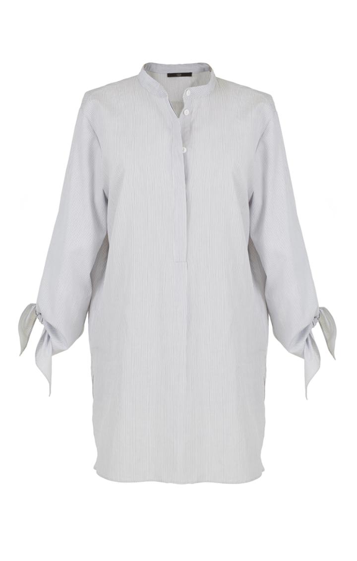 Striped Poplin Tie Sleeve Tunic