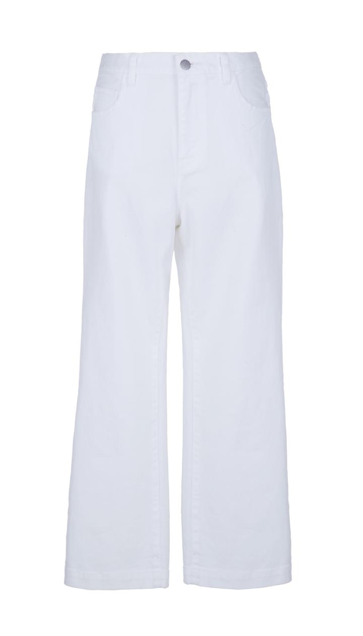 White Denim Cropped Flare Jeans