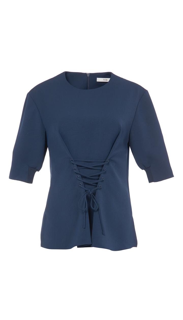 Drape Twill Lace Up Corset Top