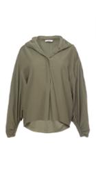 Washed Viscose Twill Hoodie Top