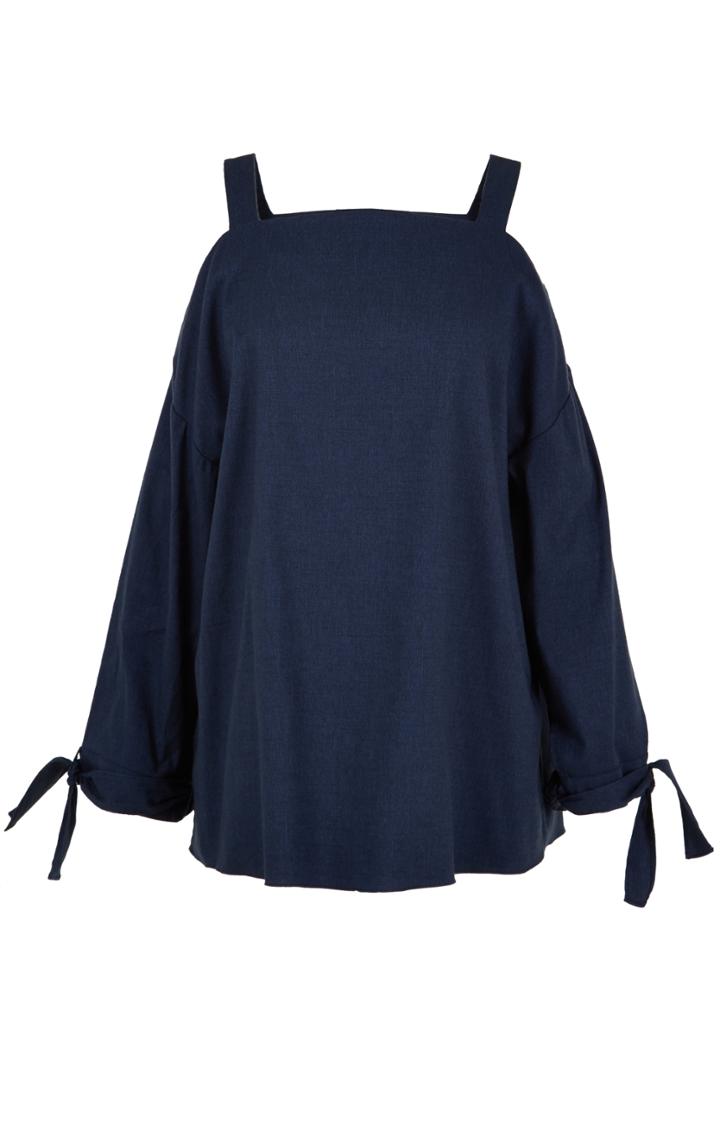 Featherweight Denim Cut Out Shoulder Top