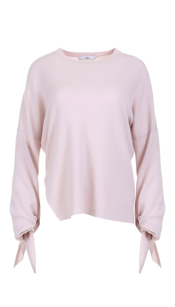 Mock Rib Tie Sleeve Sweater