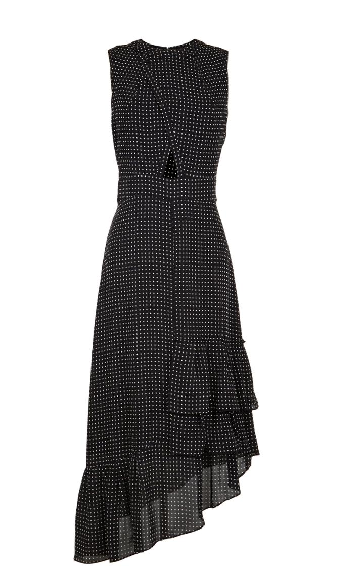 Estrella Printed Cut Out Ruffle Dress