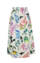 Gothic Floral Knit Smocked Waistband Skirt