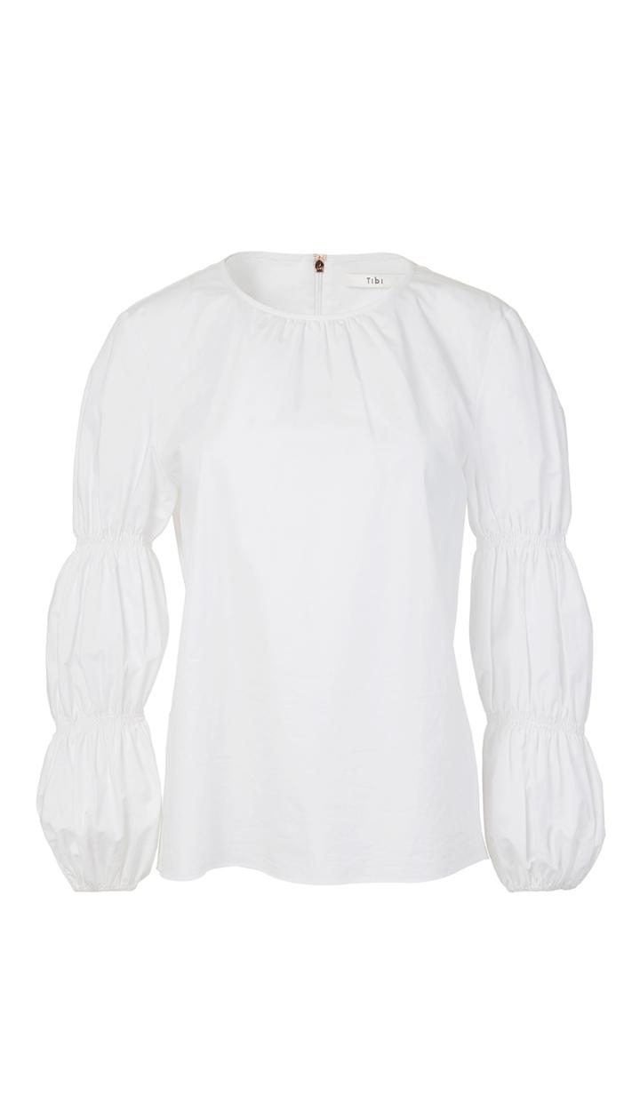 Satin Poplin Juliet Sleeve Top