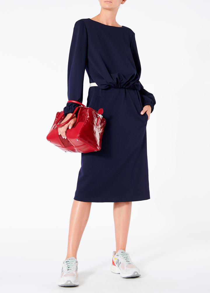 Mercer Knit Ruched Front Tie Midi Dress