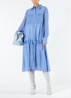 Gauze Overlay Shirtdress