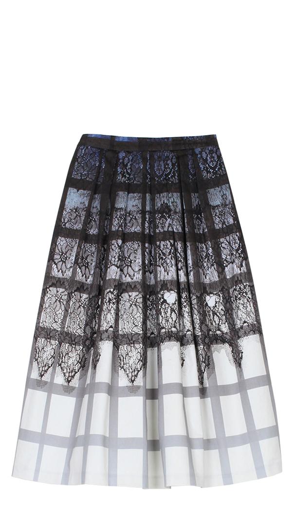 Lace Plaid Ombre Full Skirt