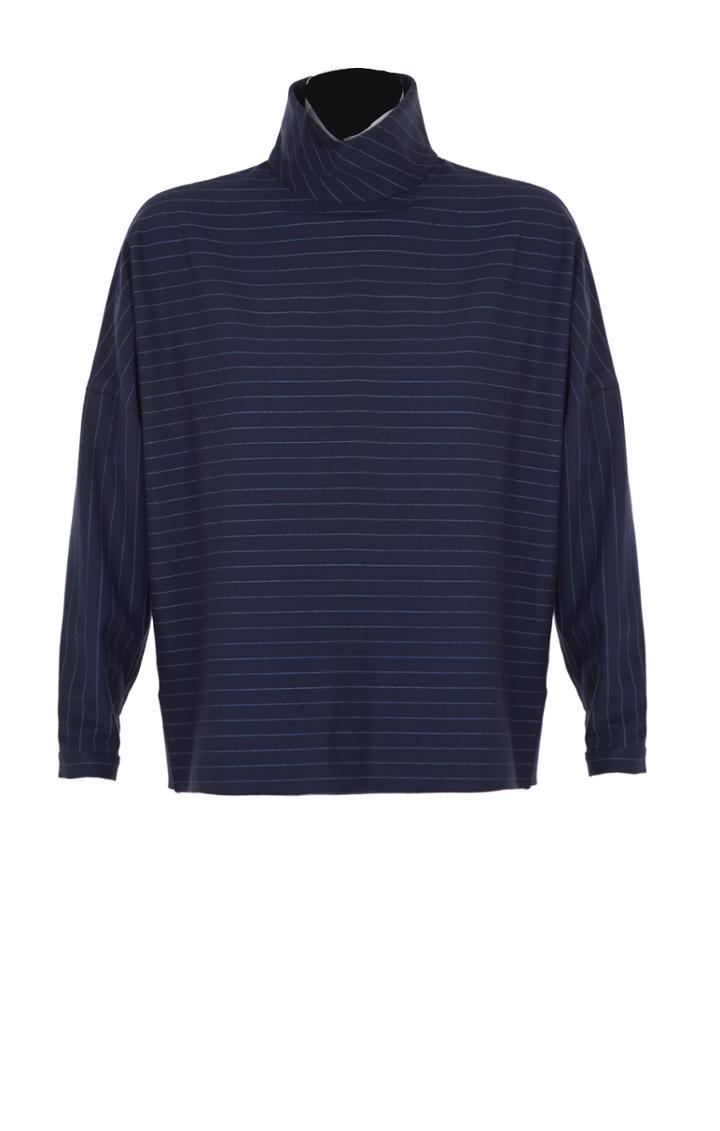 Delmont Pinstripe Wool Twill Dolman Top