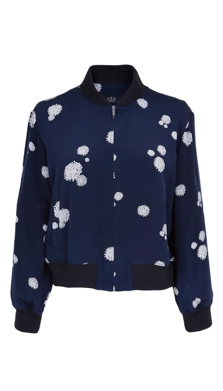 Cluster Dot Print Cropped Bomber