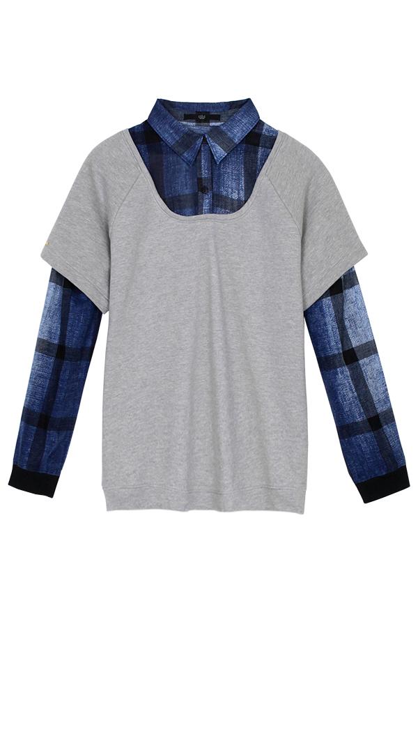 Plaid Voile Double Layer Blouse