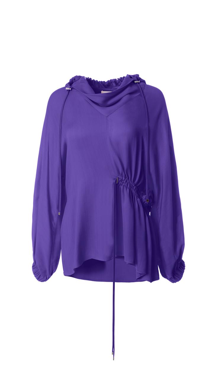 Viscose Georgette Drawstring Detail Hoodie