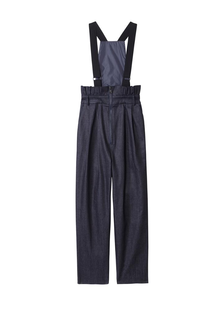Dark Denim Paperbag Overalls With Detachable Straps