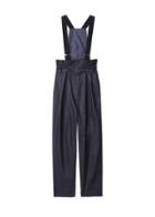 Dark Denim Paperbag Overalls With Detachable Straps