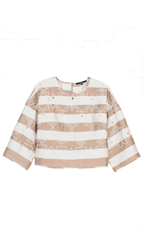 Escalante Striped Silk Scoop Neck Top
