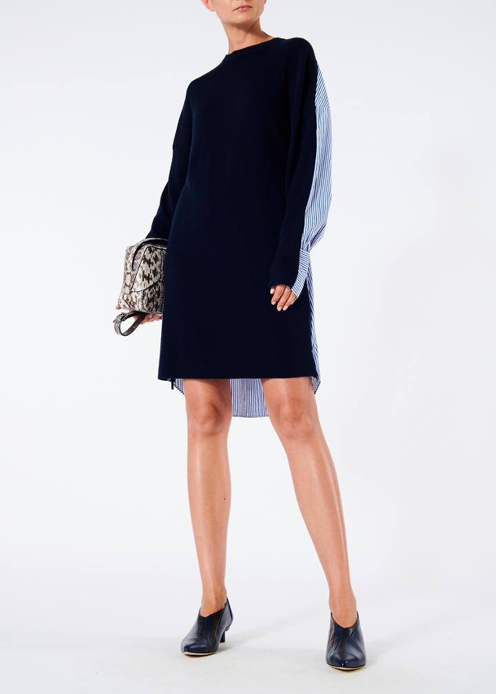 Merino Wool Cotton Back Short Dress