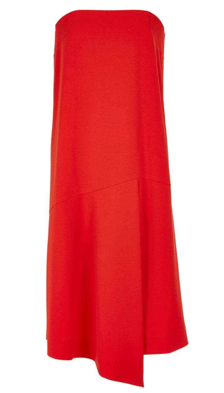 Structured Crepe Strapless Drape Dress