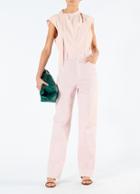Chalky Drape Sleeveless Pleat Tie Top