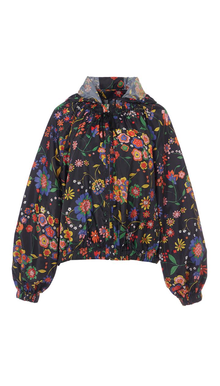 Tech Floral Jacket With Detachable Hood