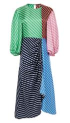 Delphina Stripe Shirred Long Dress