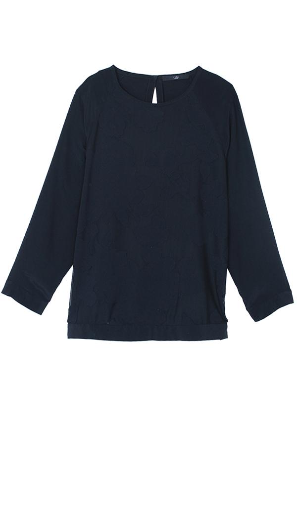 Double Layer Floral Burnout Sweatshirt